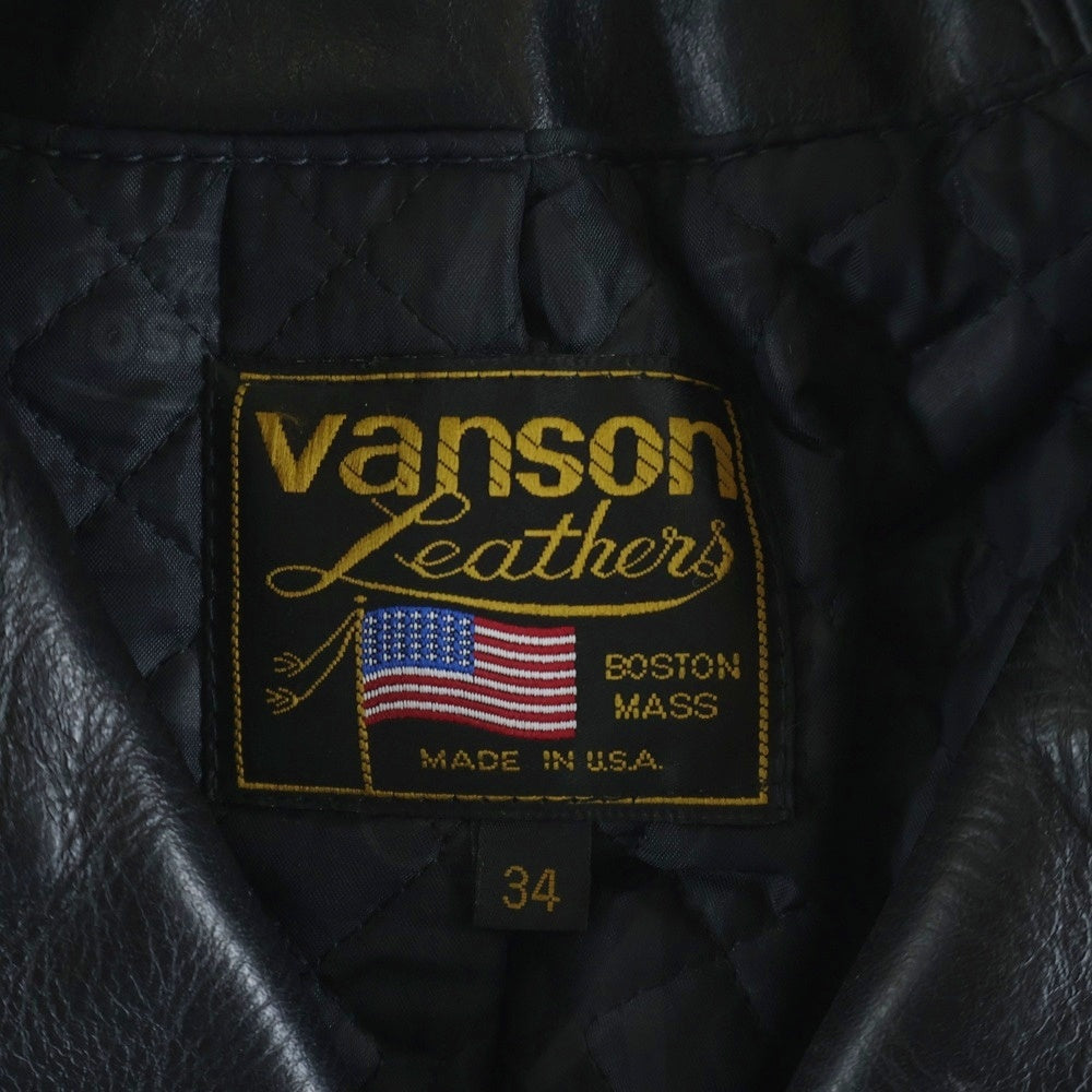 VANSON(バンソン) C2 裏地キルティング レザー ダブルライダースジャケット ブラック