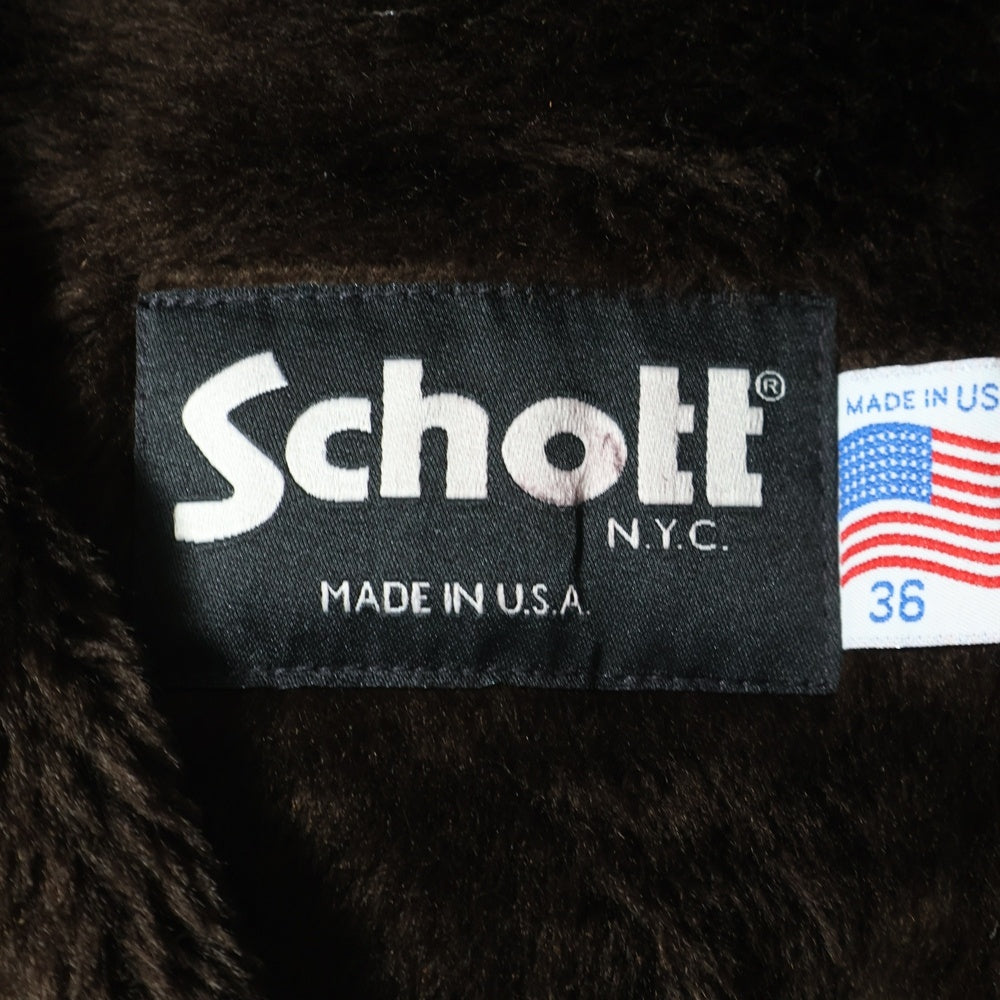 SCHOTT(ショット) 641 ファーライナー付き レザー シングルライダースジャケット ブラウン