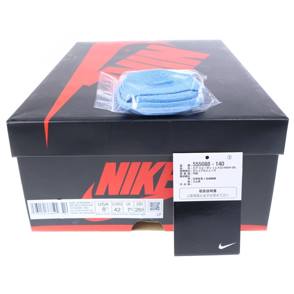 NIKE(ナイキ) AIR JORDAN1 RETRO HIGH OG OBSIDIAN UNIVERSITY BLUE 555088-140 エアジョーダン1 レトロ オブシディアン ハイカットスニーカー ホワイト/ブルー US8.5/26.5cm