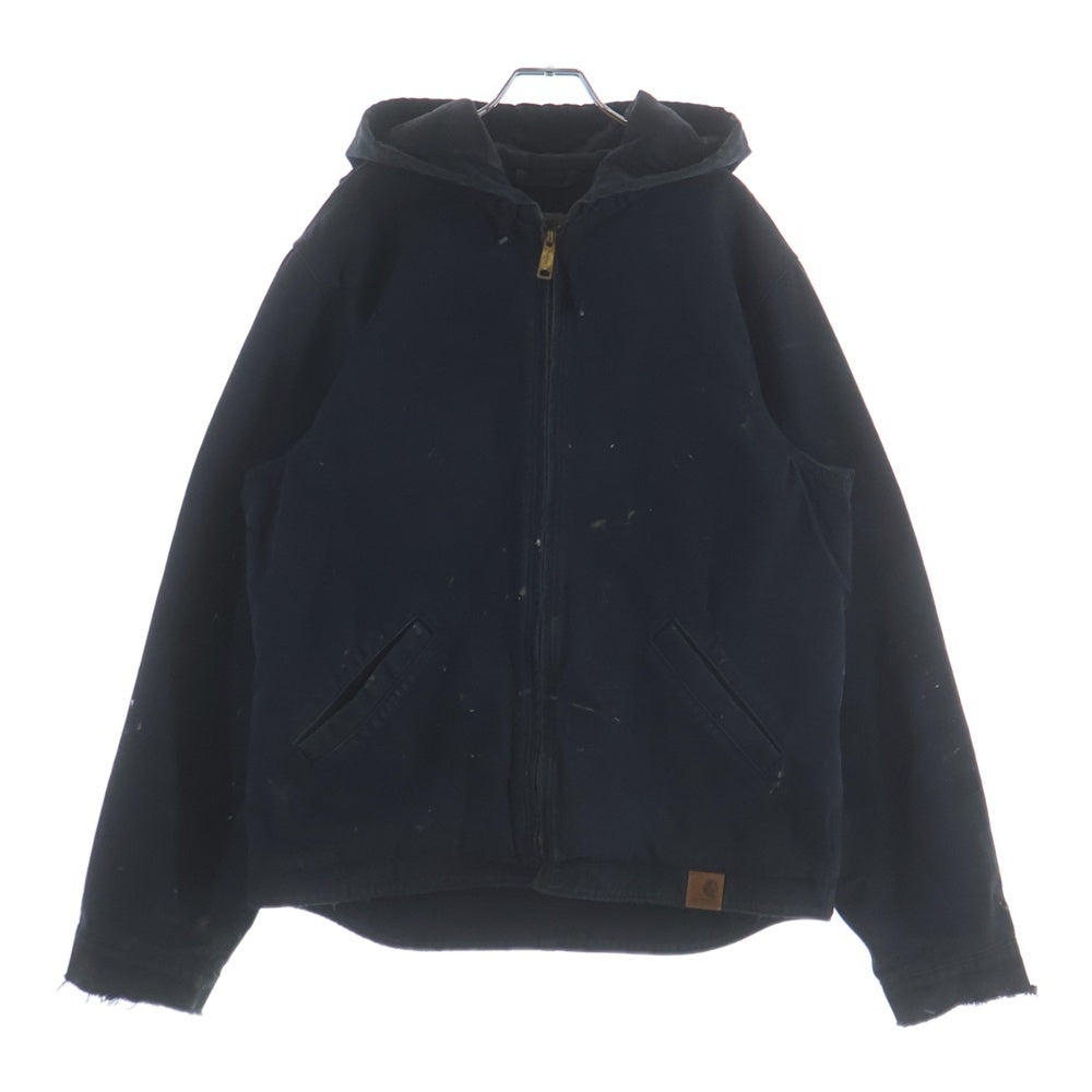 CARHARTT(カーハート) ダック地 ペイント 裏地キルティング ジップアップ パーカー ジャケット ブラック 100733 001