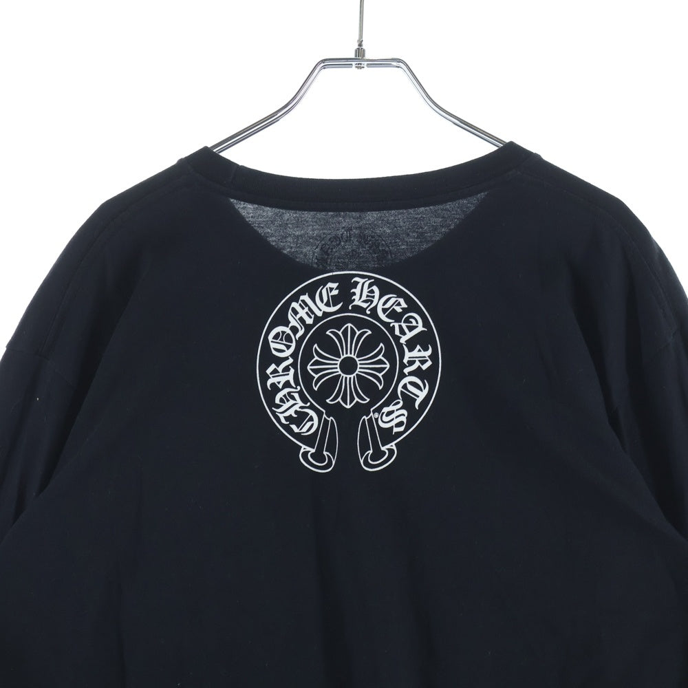 CHROME HEARTS(クロムハーツ) NECK LOGO L/S TEE ネックロゴプリント長袖Tシャツ ブラック/ホワイト