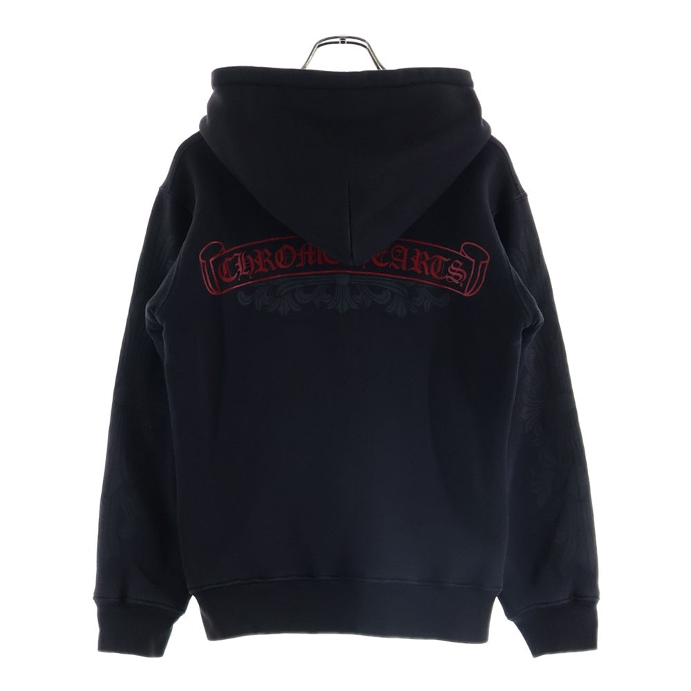 CHROME HEARTS(クロムハーツ) OLD SWTSHRT HD ZIP オールド 裏地サーマル フローラルクロス スクロールラベル プリント ダガージップ スウェット パーカー ブラック