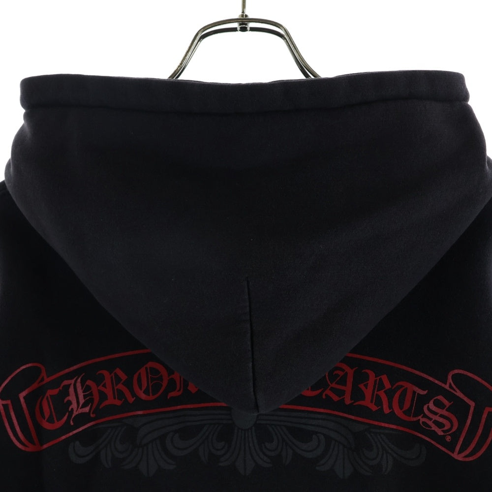 CHROME HEARTS(クロムハーツ) OLD SWTSHRT HD ZIP オールド 裏地サーマル フローラルクロス スクロールラベル プリント ダガージップ スウェット パーカー ブラック