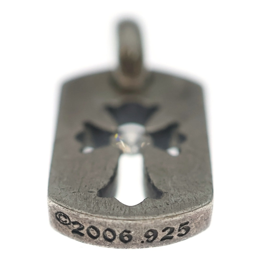 CHROME HEARTS(クロムハーツ) DT TNY CO CRS 1DIA タイニーカットアウトクロスドッグタグ 1ダイヤ チャーム ネックレストップ シルバー BCA410 レディース
