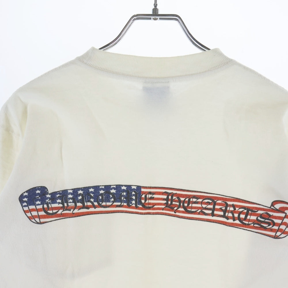 CHROME HEARTS(クロムハーツ) OLD US SCRL L/S TEE 星条旗 スクロールロゴ プリント 長袖Tシャツ カットソー ホワイト