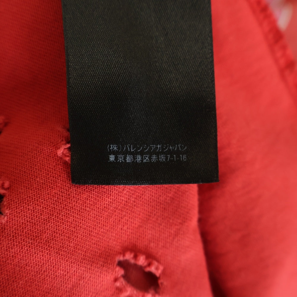 BALENCIAGA(バレンシアガ) 22SS ロゴプリント クラッシュ加工 半袖 Tシャツ レッド