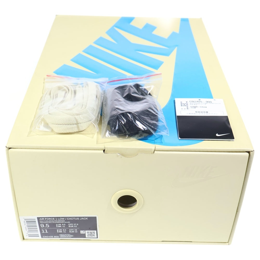 NIKE(ナイキ) ×TRAVIS SCOTT AIR FORCE 1 LOW CACTUS JACK CN2405‐900 トラヴィススコット エアフォース1 カクタスジャック ローカットスニーカー US9.5/27.5cm
