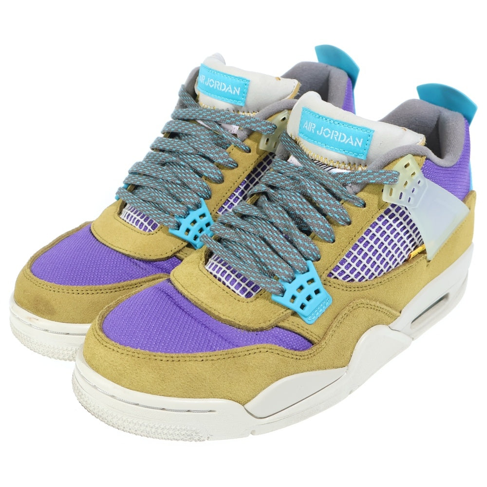 NIKE(ナイキ) ×UNION AIR JORDAN 4 SP DESERT MOSS DJ5718-300 ユニオン エアジョーダン4 デザートモス ハイカットスニーカー イエロー/パープル US9.5/27.5cm