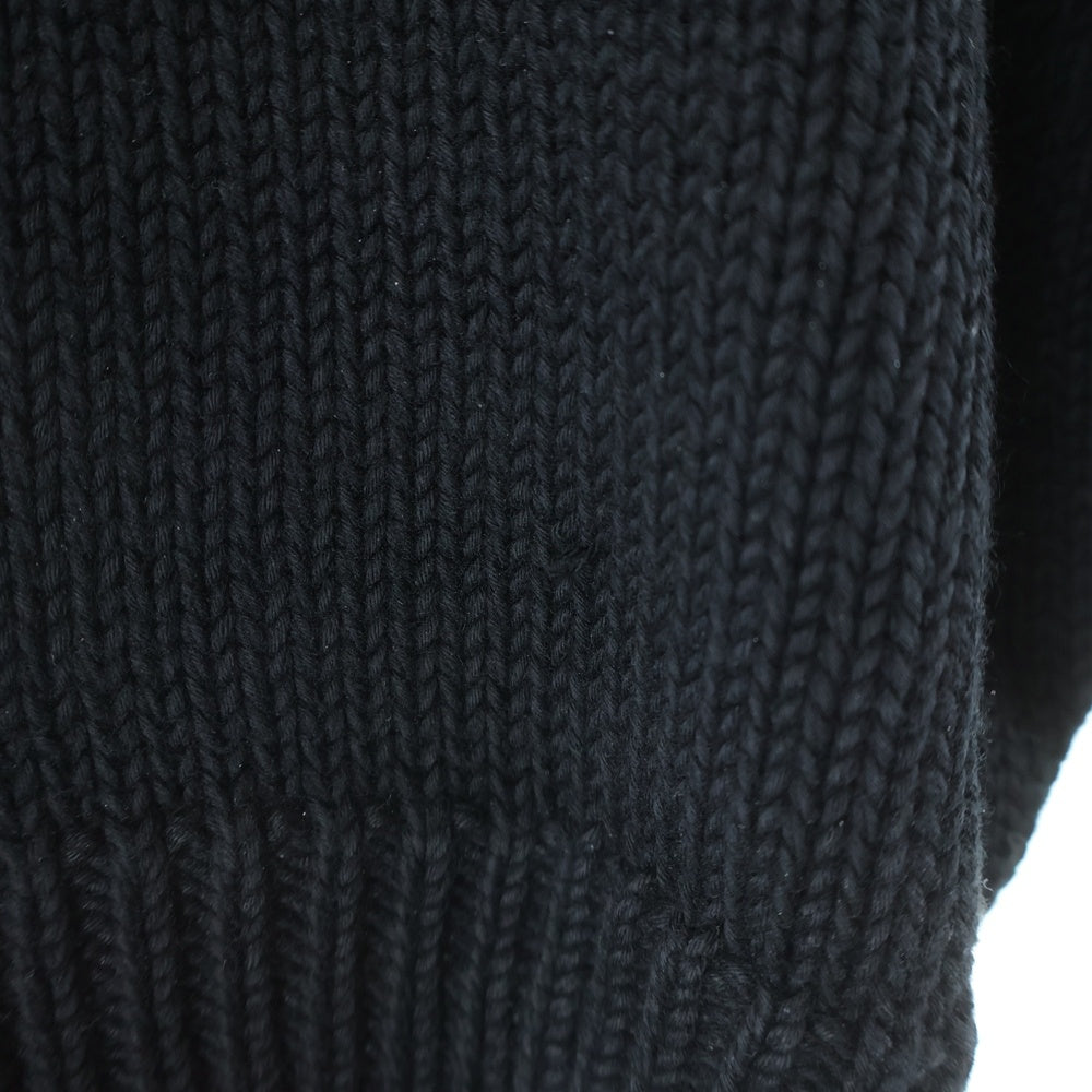 BALENCIAGA(バレンシアガ) Braided Knit V-Neck Sweater ブレイドニット Vネック ロゴ刺繍 バックプリント コットン ニット セーター ブラック 662727 T3214