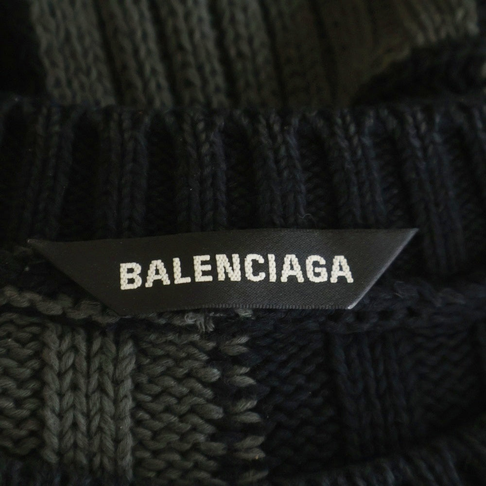 BALENCIAGA(バレンシアガ) チェック コットン ニット セーター ブラック/グレー 646679 T3192