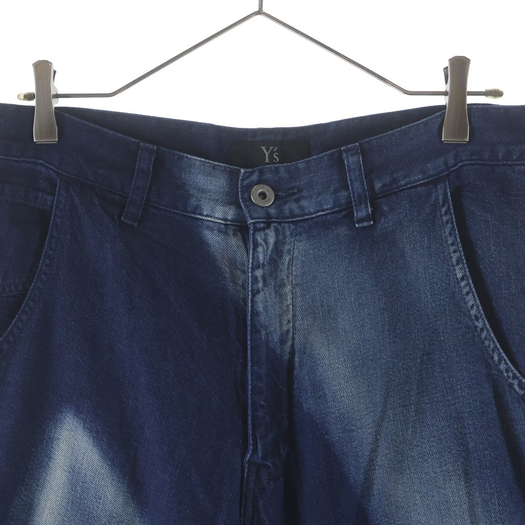 Y's(ワイズ) 24AW SPOTTED DENIM WIDE LEG GUSSET PANTS スポーテッド デニム ワイドレッグ ガセットパンツ インディゴ YO-P98-005
