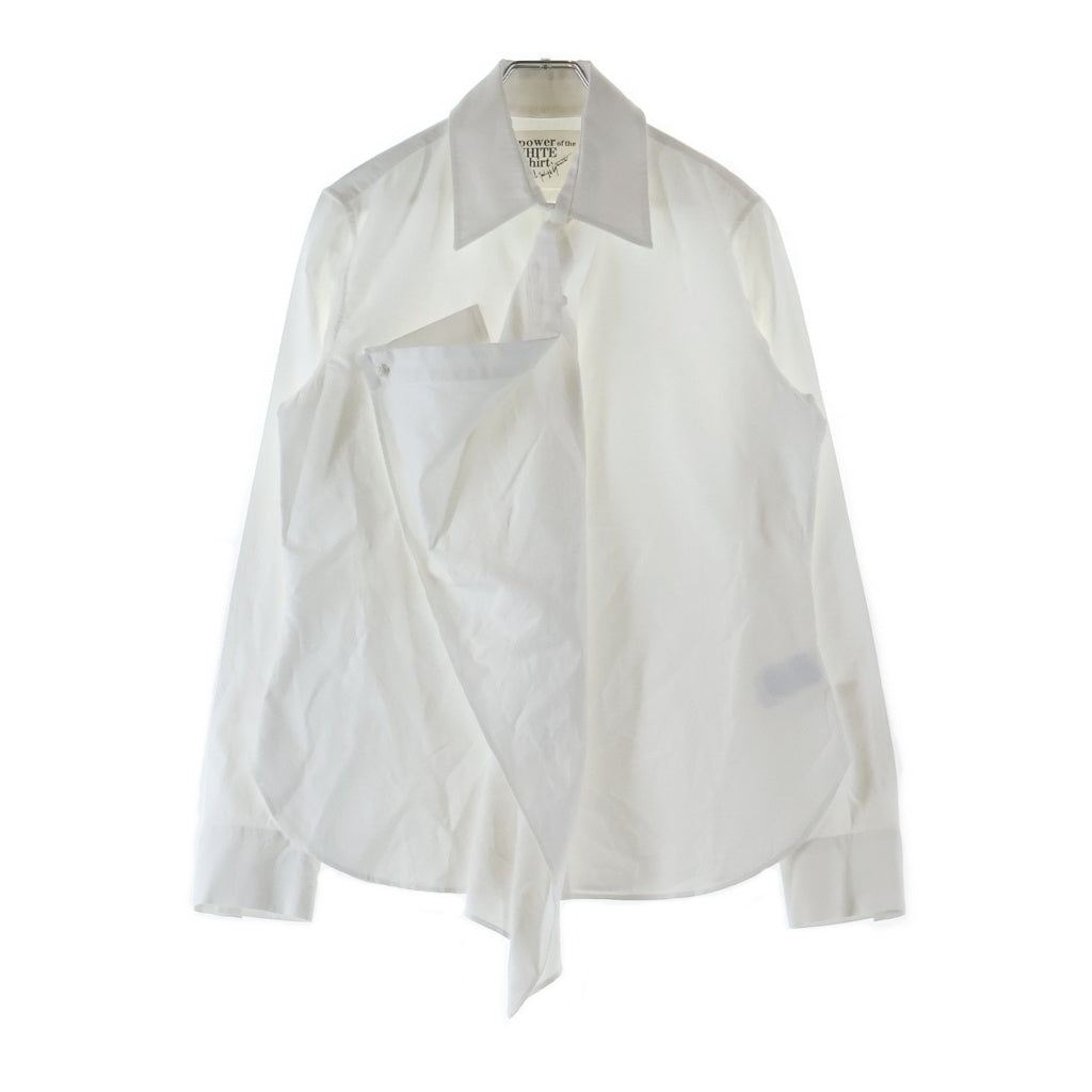 Yohji Yamamoto(ヨウジヤマモト) COTTON TWILL DRAPE BLOUSE コットン ツイル ドレープ ブラウス 長袖シャツ ホワイト PB-B01-002