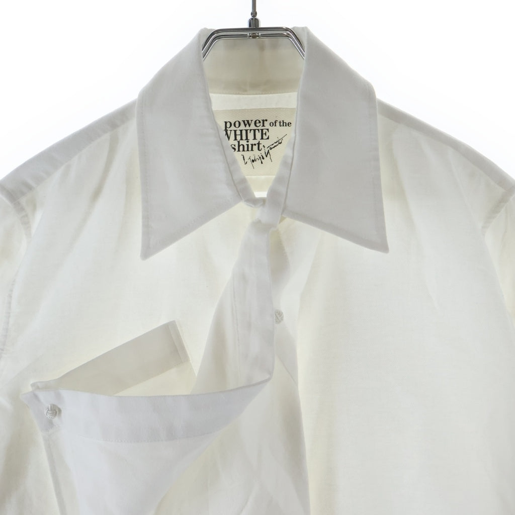 Yohji Yamamoto(ヨウジヤマモト) COTTON TWILL DRAPE BLOUSE コットン ツイル ドレープ ブラウス 長袖シャツ ホワイト PB-B01-002