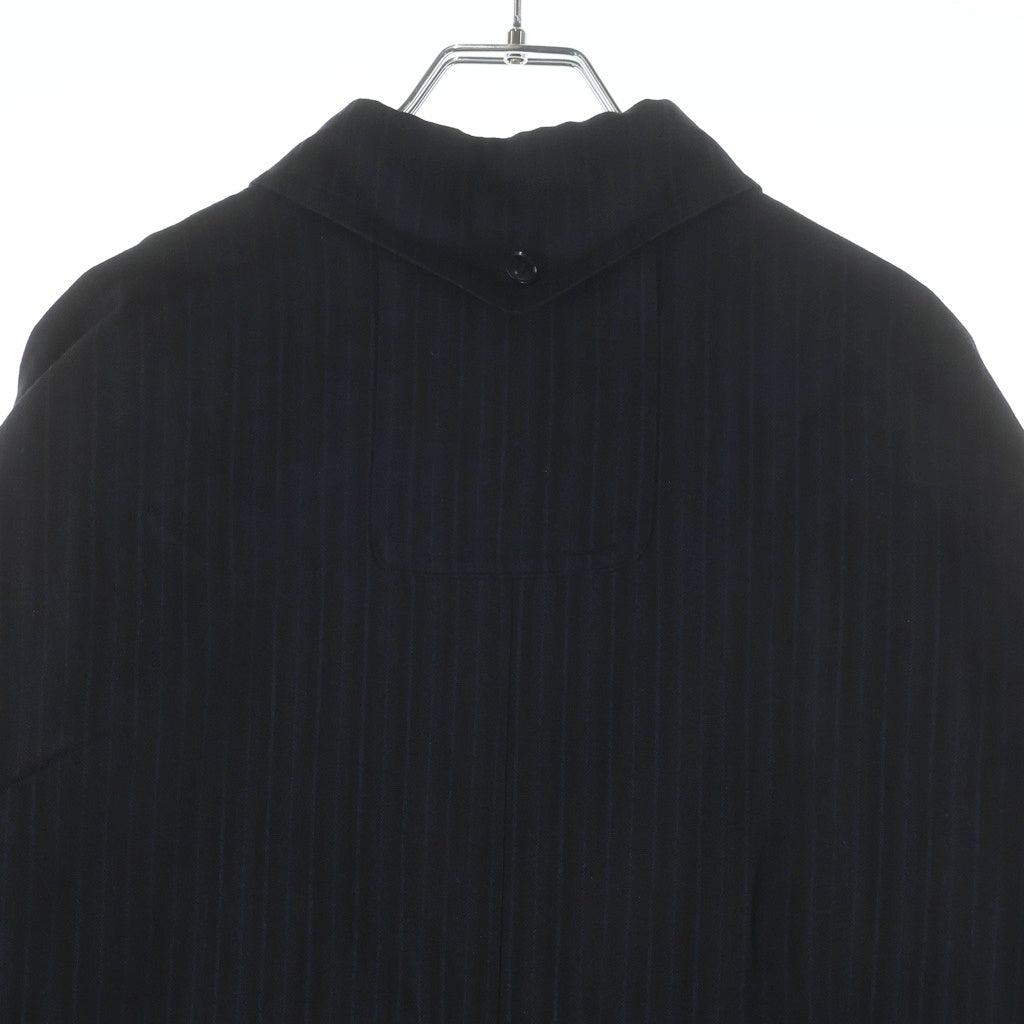 Y's(ワイズ) VISCOSE TWEED STRIPE LONG COAT ビスコース ツイードストライプ ロングコート ブラック YL-C41-230