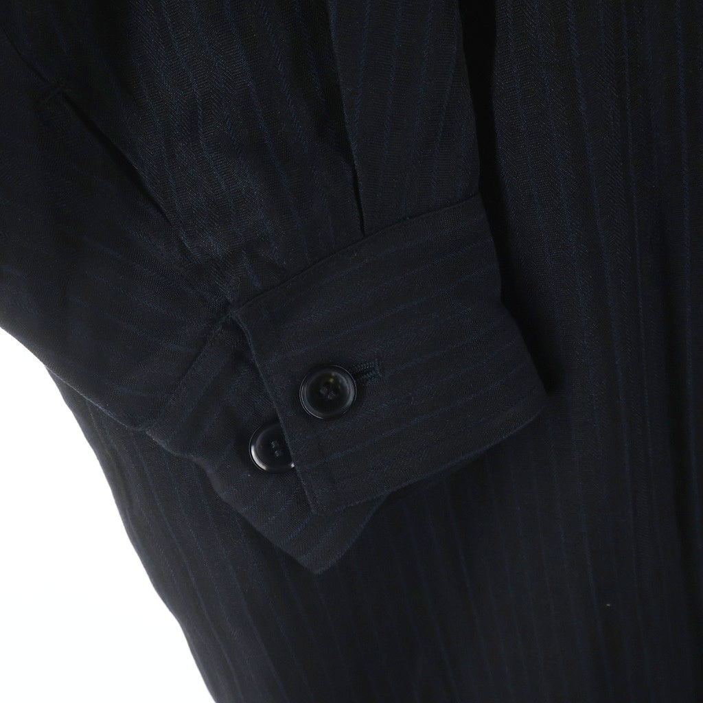 Y's(ワイズ) VISCOSE TWEED STRIPE LONG COAT ビスコース ツイードストライプ ロングコート ブラック YL-C41-230
