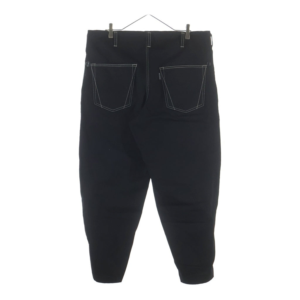 WILDSIDE YOHJI YAMAMOTO(ワイルドサイド ヨウジ ヤマモト) COTTON CHINO WHITE STITCH DRAW STRING PANTS コットンチノ ホワイトステッチ ドローストリング カーゴパンツ ブラック WZ-P33-001