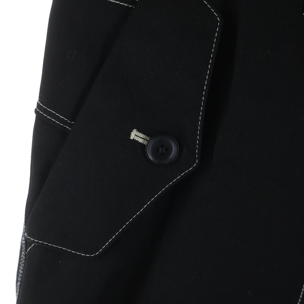 WILDSIDE YOHJI YAMAMOTO(ワイルドサイド ヨウジ ヤマモト) COTTON CHINO WHITE STITCH DRAW STRING PANTS コットンチノ ホワイトステッチ ドローストリング カーゴパンツ ブラック WZ-P33-001