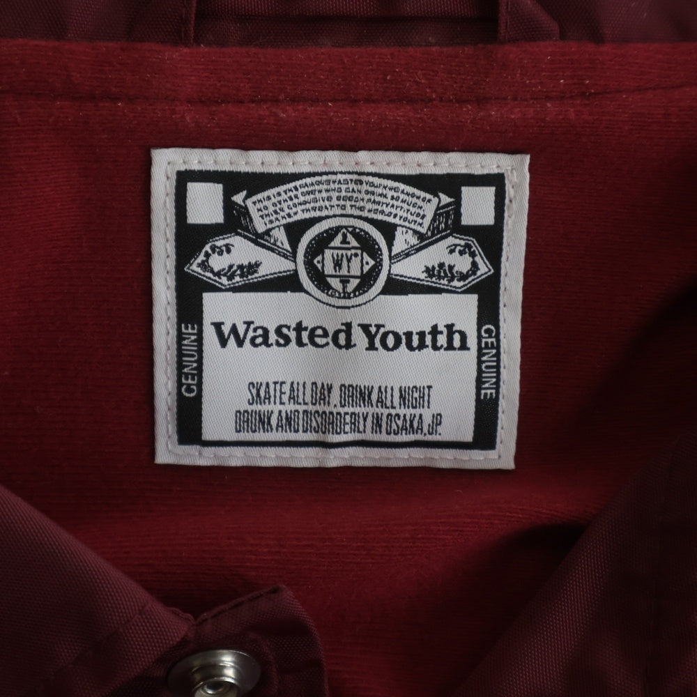 WASTED YOUTH(ウェイステッドユース) COACH JACKET 背面ロゴプリント ナイロン コーチジャケット ボルドー WY27JK001