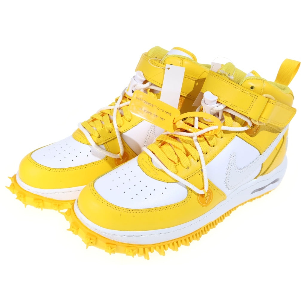 NIKE(ナイキ) ×OFF-WHITE AIR FORCE 1 MID SP LTHR DR0500-101 オフホワイト エアフォース1 ミッドカットスニーカー ホワイト/イエロー US10.5/28.5cm