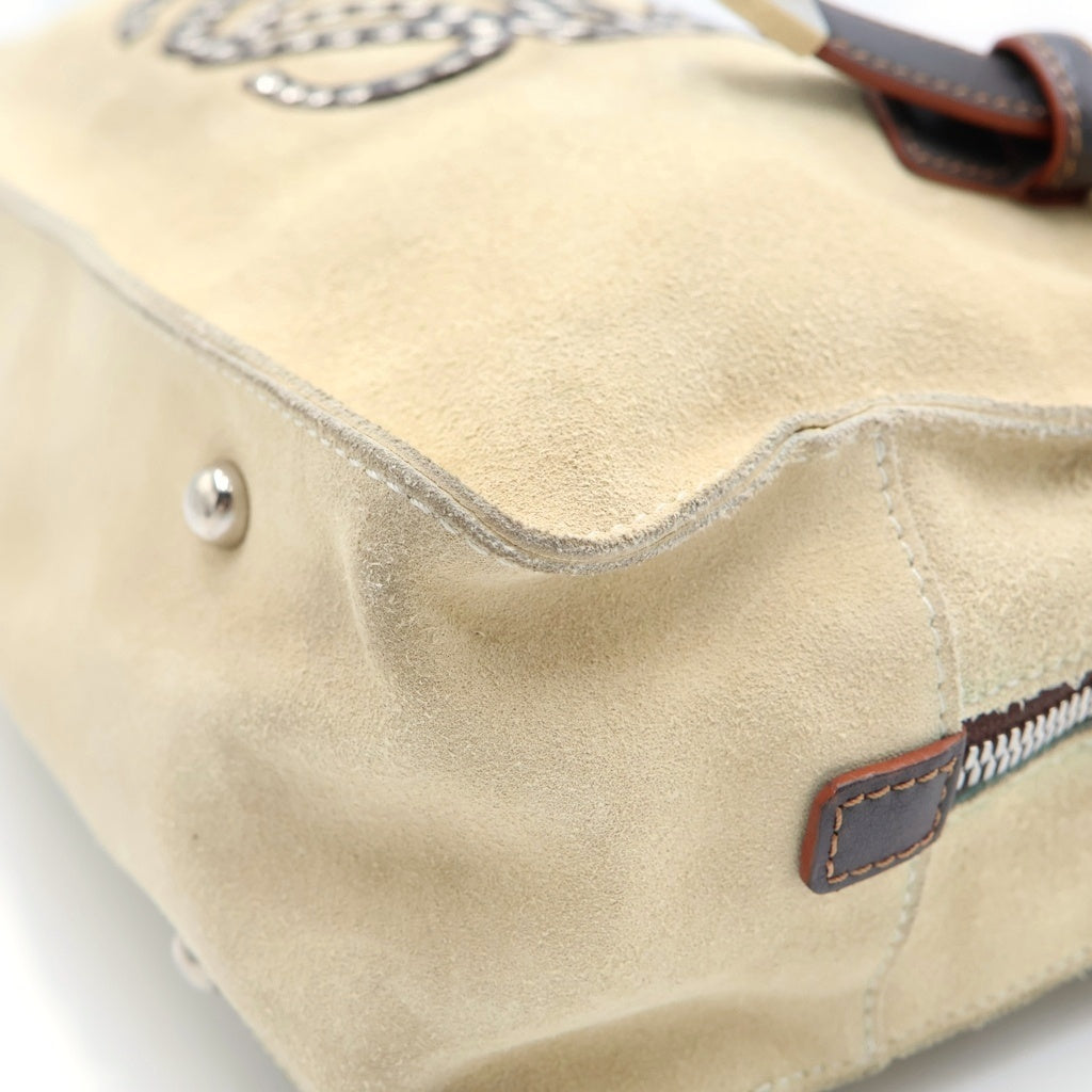 LOEWE(ロエベ) ヴィンテージ スタッズ スウェードレザー ハンドバッグ レディース ベージュ