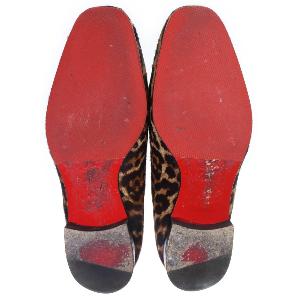 CHRISTIAN LOUBOUTIN(クリスチャンルブタン) ハラコ レオパード スリッポン サンダル シューズ ブラウン 41 1/2