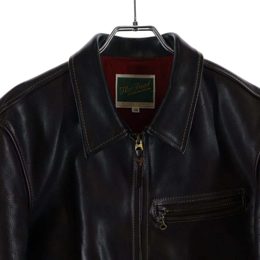 THE FLAT HEAD(フラットヘッド) スポーツジャケット シングルライダースジャケット バイカーブルゾン ダークブラウン