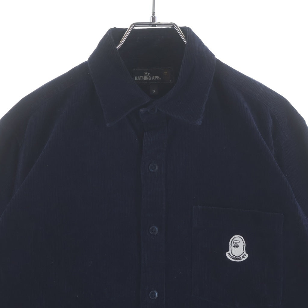 A BATHING APE(アベイシングエイプ) Corduroy LS Shirt コーデュロイ 長袖シャツ ネイビー 007SHF801002X