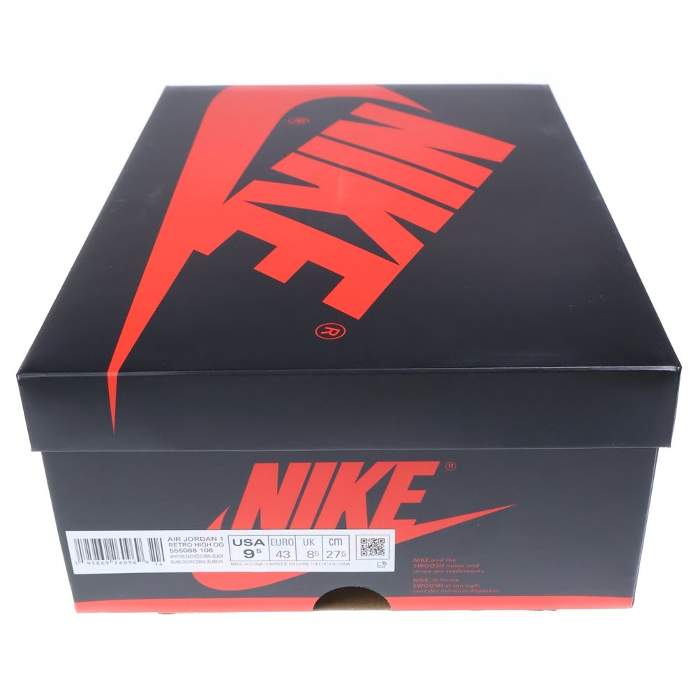 NIKE(ナイキ) AIR JORDAN1 RETRO HIGH OG BLEACHED CORAL 555088-108 エアジョーダン1 ブリーチドコーラル ハイカットスニーカー ホワイト/グレー US9.5/27.5cm