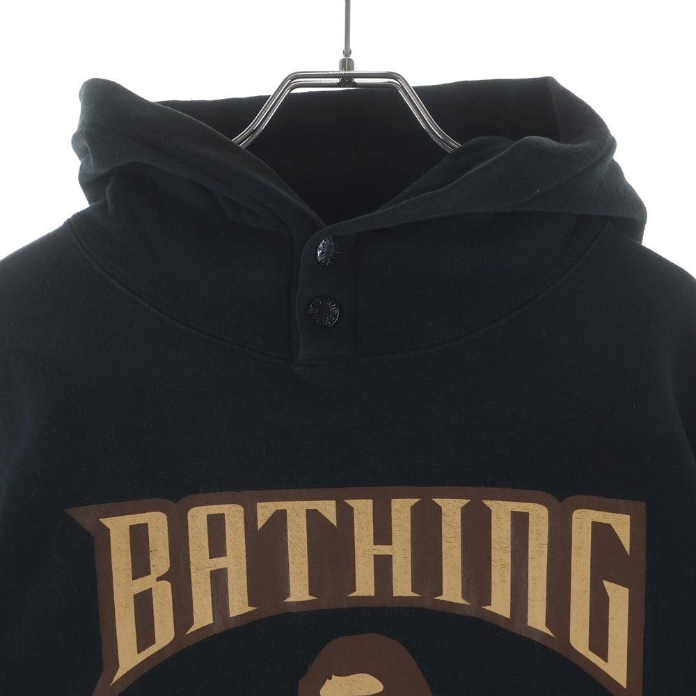 A BATHING APE(アベイシングエイプ) 90~00'S フロントプリントロゴ スウェットプルオーバーパーカー 初期タグ ブラック
