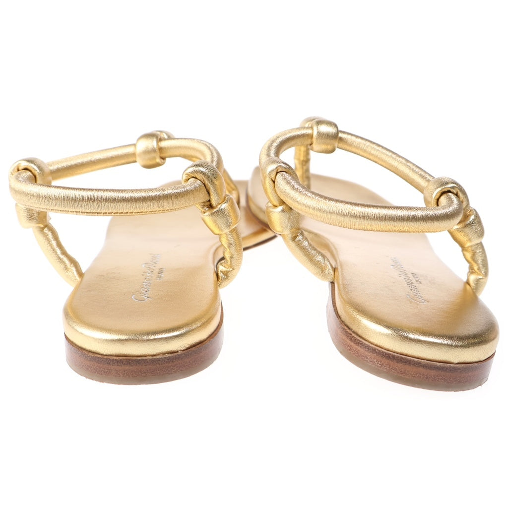 Gianvito Rossi(ジャンヴィト・ロッシ) アンクルストラップ フラットサンダル ゴールド レディース