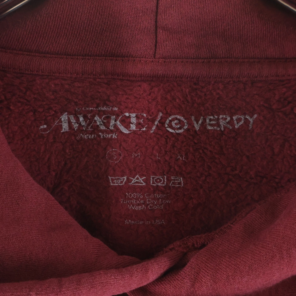 AWAKE NY(アウェイク ニューヨーク) ×Wasted Youth FLOWER CAN HOODIE ウェステッドユース フラワー キャン フーディ ロゴプリント スウェット プルオーバーパーカー レッド AWK-COM-GD004
