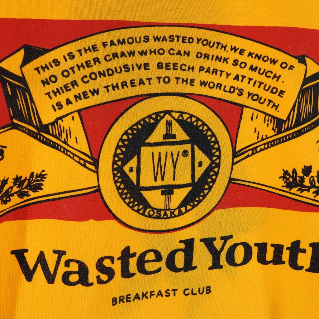 WASTED YOUTH(ウェイステッドユース) ×BREAKFAST CLUB LS Tee ブレイクファーストクラブ 長袖Tシャツ ロンT イエロー