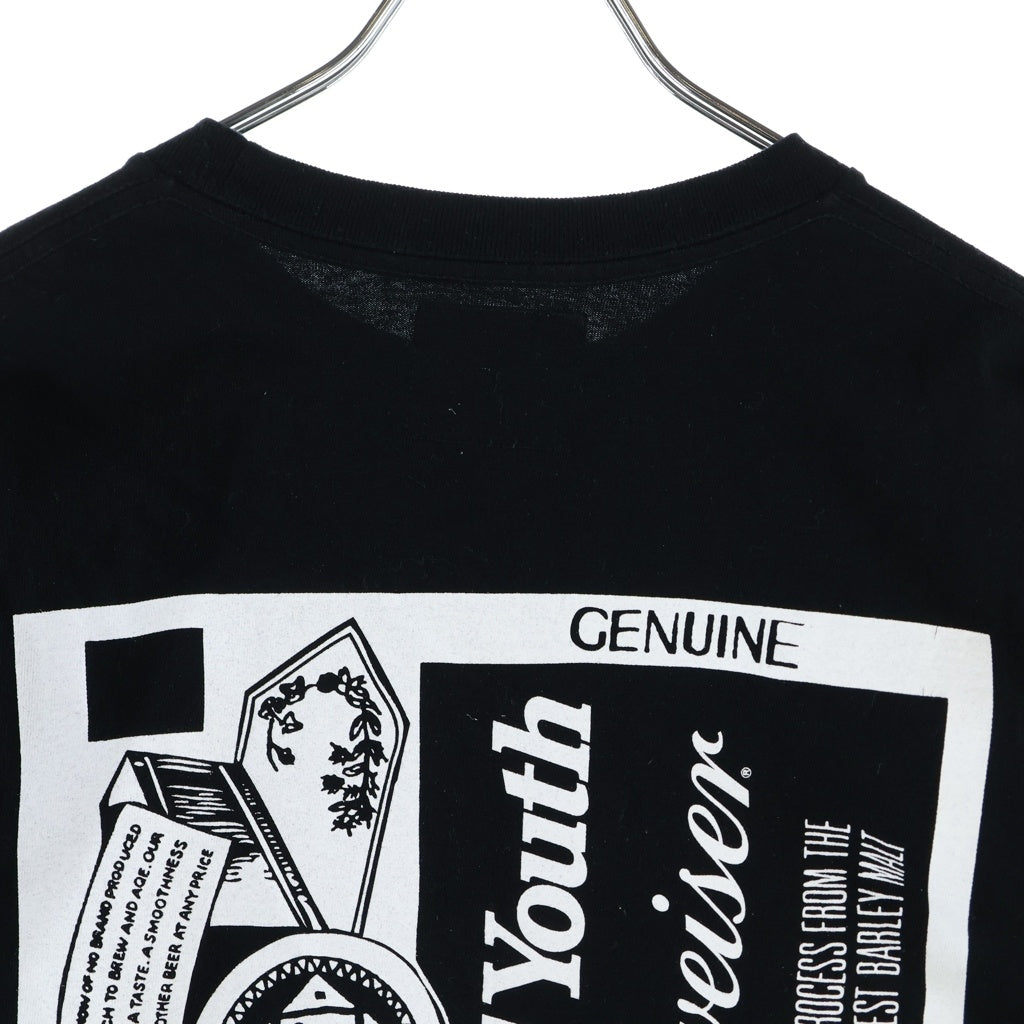 WASTED YOUTH(ウェイステッドユース) 23SS ×Budweiser LS Tee バドワイザー ロゴプリント クルーネック 長袖Tシャツ カットソー ブラック