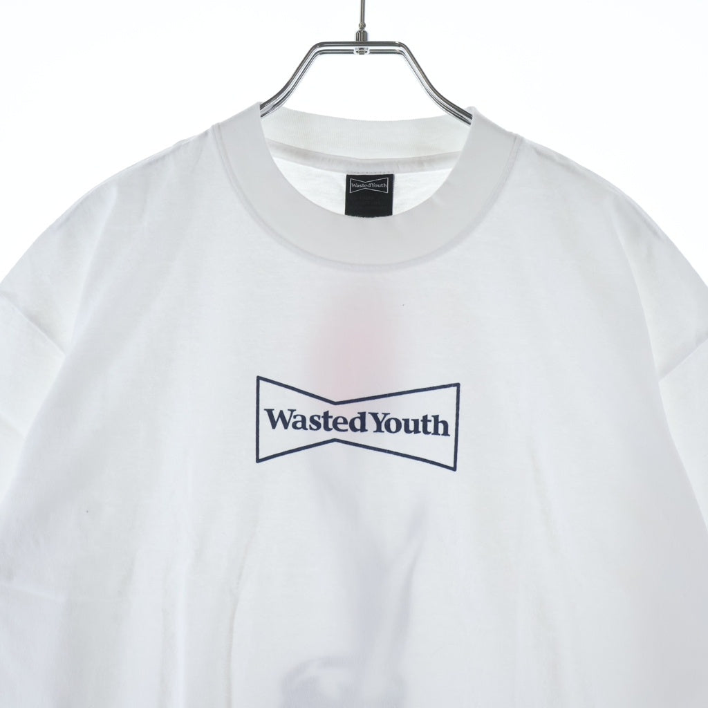 WASTED YOUTH(ウェイステッドユース) Logo S/S Tee ロゴ半袖Tシャツ ホワイト/ネイビー