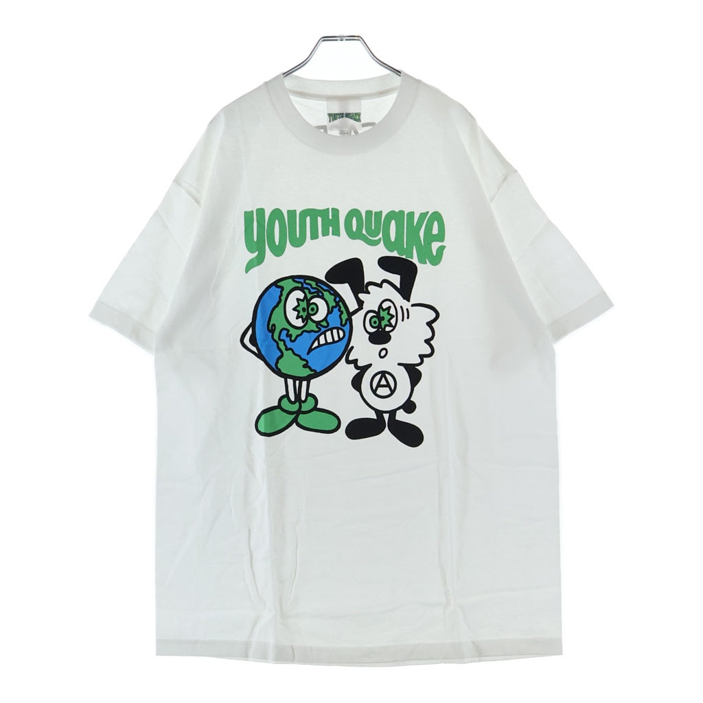 VERDY(ベルディ) ×Youth Quake T-Shirts ロゴプリント クルーネック 半袖Tシャツ カットソー ホワイト