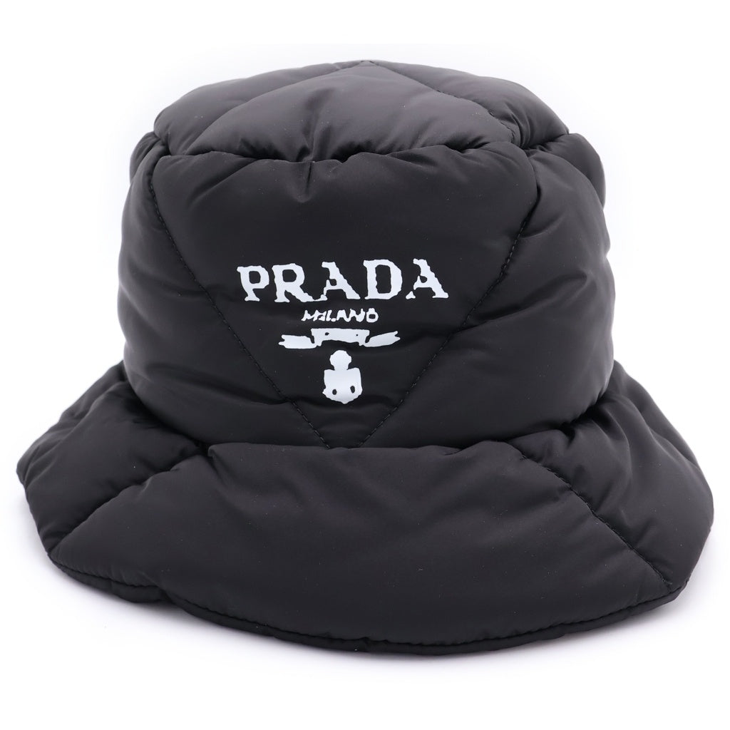 PRADA(プラダ) 22AW Padded Re-Nylon Bucket Hat パデッド リナイロンバケットハット 帽子 ロゴ ブラック 2HC252 IYK レディース