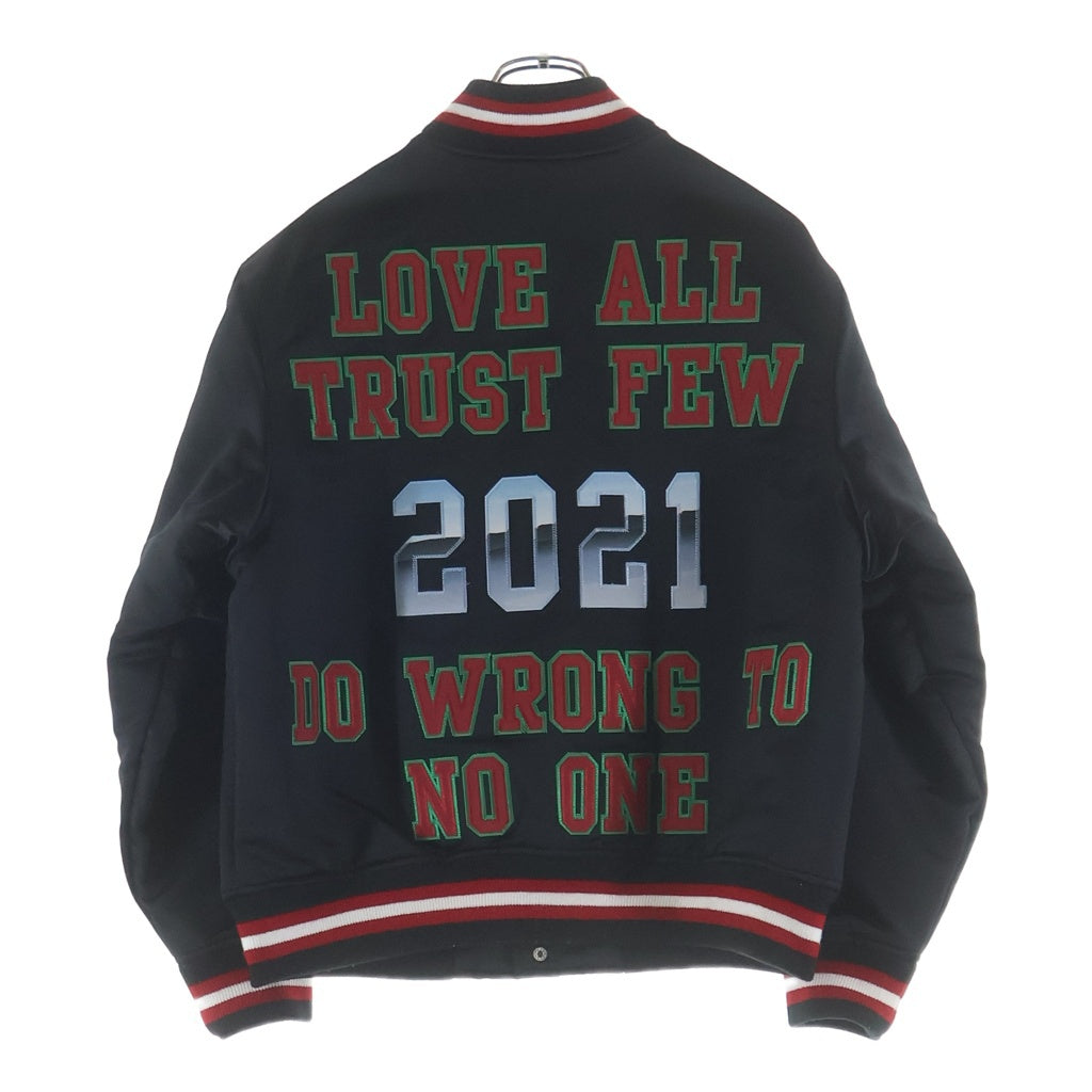 SUPREME(シュプリーム) 21AW ×Mitchell & Ness Varsity Jacket ×ミッチェルアンドネス サテン バーシティジャケット ブラック/レッド