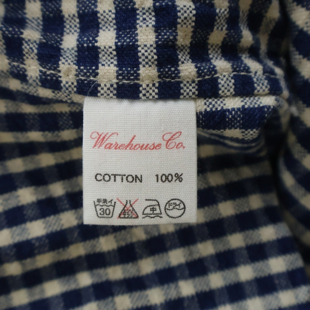 HELLER'S CAFE(ヘラーズカフェ) INDIGO CHECK ROUND COLLAR JACKET インディゴ チェック ラウンド カラー ジャケット ブルー