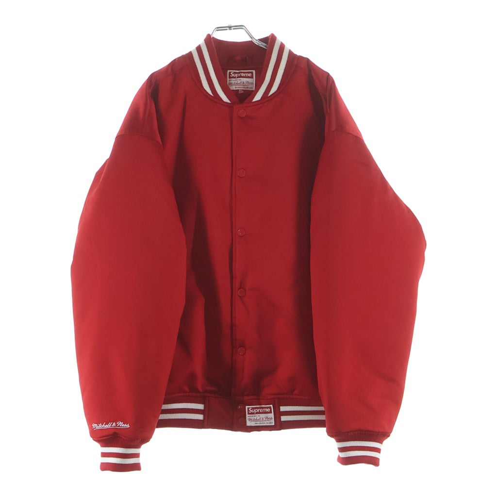 SUPREME(シュプリーム) 24AW ×MITCHELL&NESS Satin Varsity Jacket ミッチェルアンドネス サテンバーシティジャケット レッド