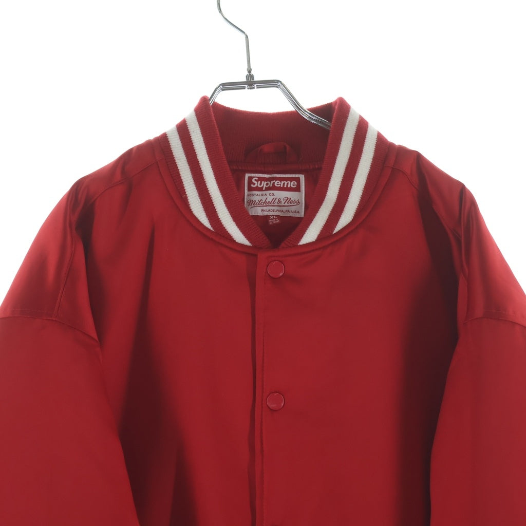 SUPREME(シュプリーム) 24AW ×MITCHELL&NESS Satin Varsity Jacket ミッチェルアンドネス サテンバーシティジャケット レッド