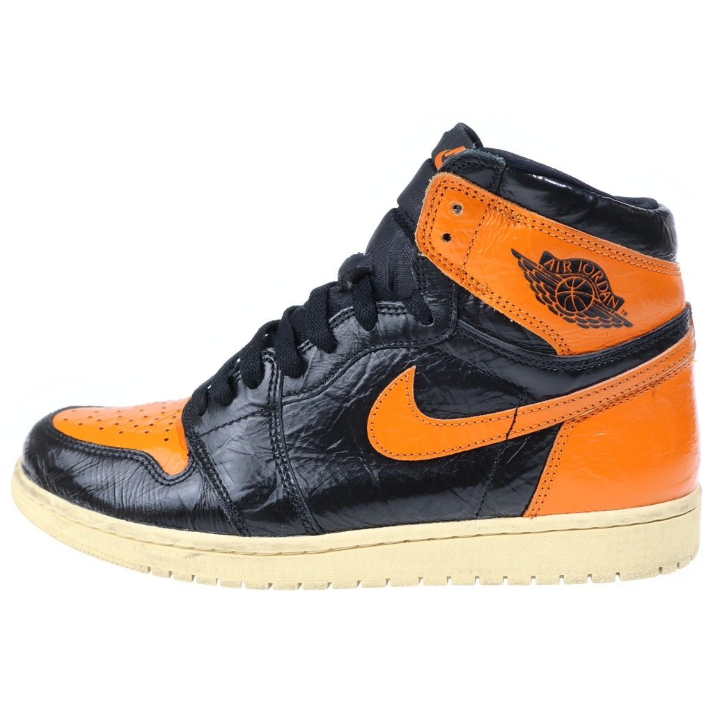 NIKE(ナイキ) AIR JORDAN1 RETRO HIGH OG エアジョーダン1 シャッタード バックボード3.0 ハイカットスニーカー ブラック/オレンジ US10.5/28.5cm 555088-028