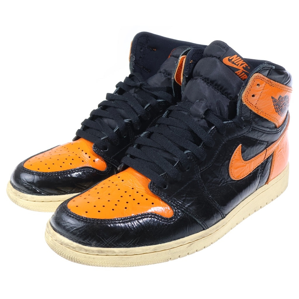 NIKE(ナイキ) AIR JORDAN1 RETRO HIGH OG エアジョーダン1 シャッタード バックボード3.0 ハイカットスニーカー ブラック/オレンジ US10.5/28.5cm 555088-028