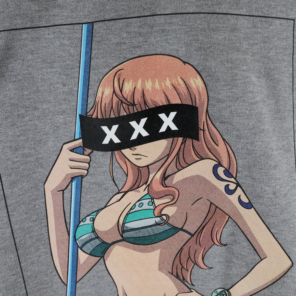 GOD SELECTION XXX(ゴッドセレクショントリプルエックス) 22AW ×Onepiece Nami Pullover Parka ワンピース ナミ スウェットプルオーバーパーカー グレー GX-A22-OPHD-01