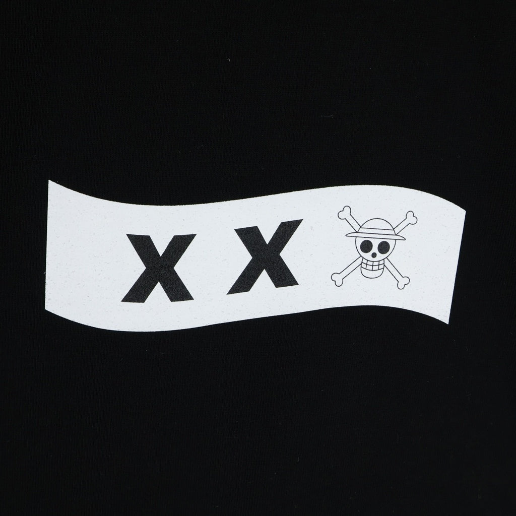 GOD SELECTION XXX(ゴッドセレクショントリプルエックス) 21SS ×Onepiece SS Tee ワンピース 麦わらの一味 海賊旗 半袖Tシャツ ブラック GX-S21-OPST-04