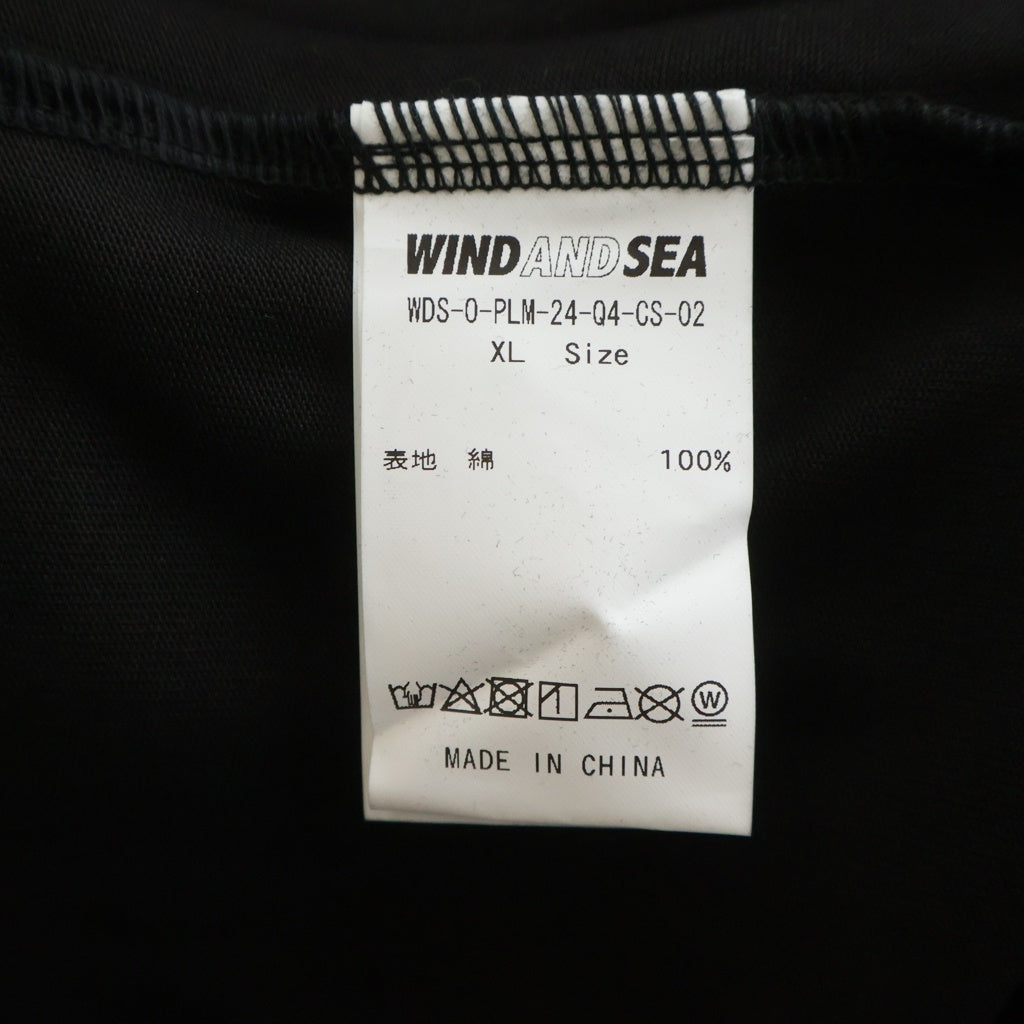 WIND AND SEA(ウィンダンシー) Palmtree Pocket S/S Tee パームツリー ロゴ刺繍 ポケット付き クルーネック 半袖Tシャツ ブラック WDS-O-PLM-24-Q4-CS-02