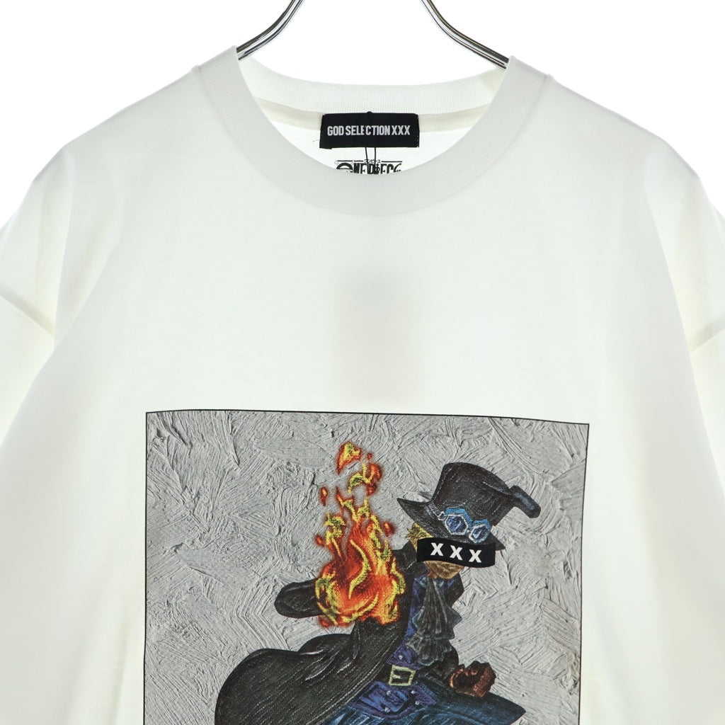 GOD SELECTION XXX(ゴッドセレクショントリプルエックス) 21SS ×Onepiece Sabo SS Tee ワンピース サボ フォト 半袖Tシャツ ホワイト GX-S21-OPST-03