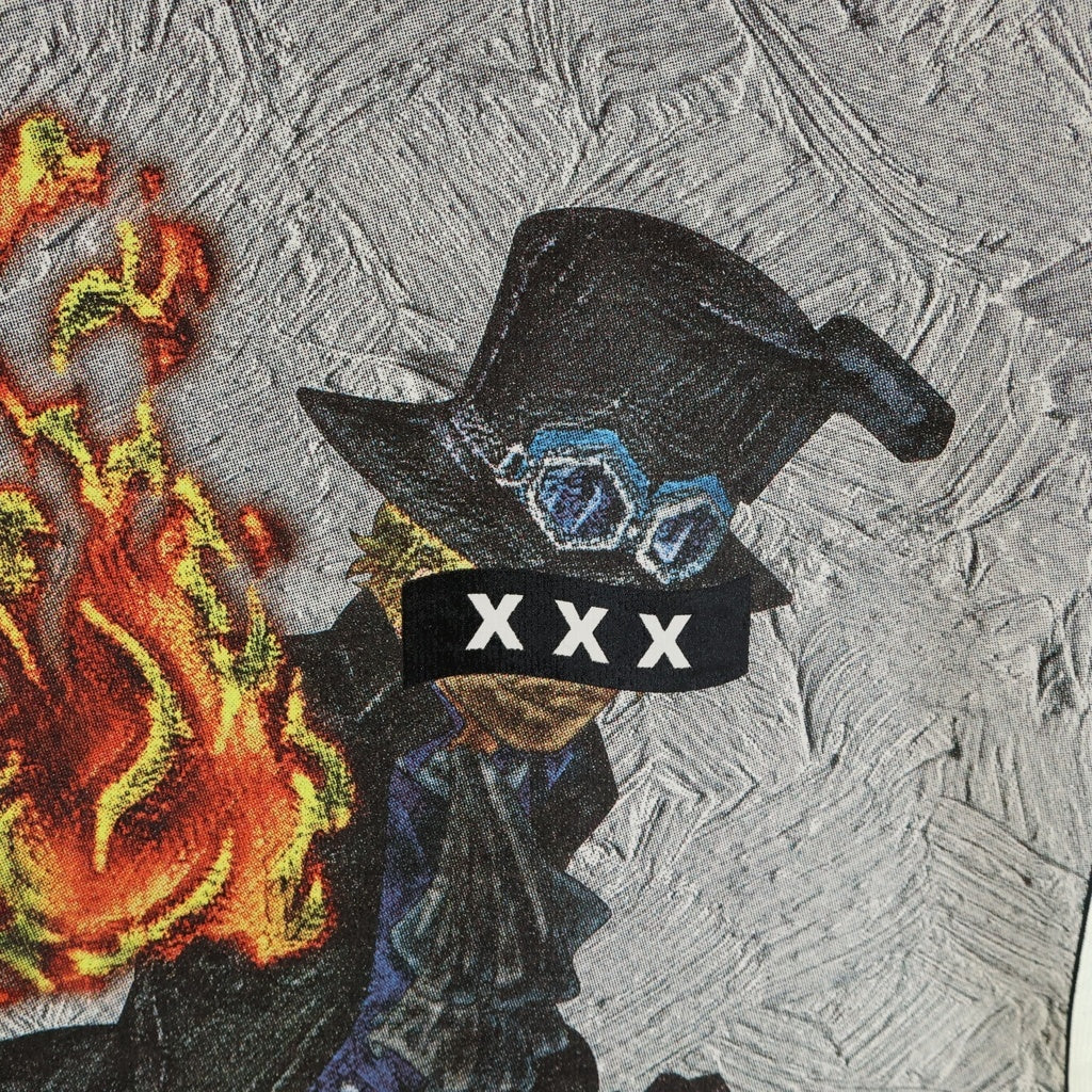 GOD SELECTION XXX(ゴッドセレクショントリプルエックス) 21SS ×Onepiece Sabo SS Tee ワンピース サボ フォト 半袖Tシャツ ホワイト GX-S21-OPST-03