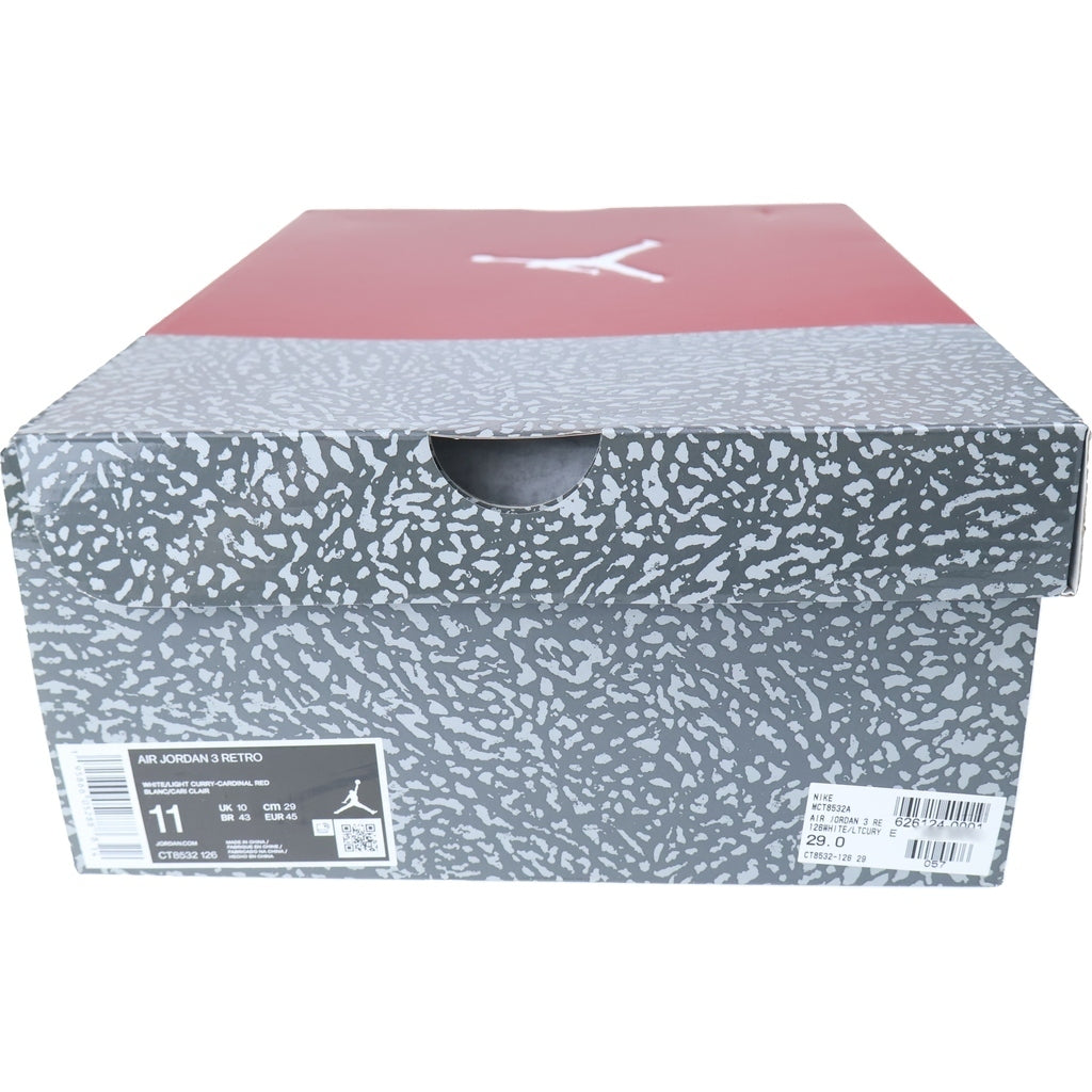 NIKE(ナイキ) AIR JORDAN 3 RETRO CARDINAL RED CT8532-126 エアジョーダン 3 カーディナルレッド ハイカットスニーカー ホワイト/レッド US11/29cm