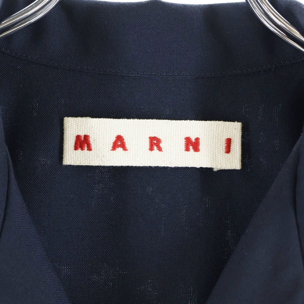 MARNI(マルニ) 25AW トロピカルウール マルニメンディングロゴ ボーリングシャツ オープンカラー 半袖シャツ ネイビー CUMU0054S1
