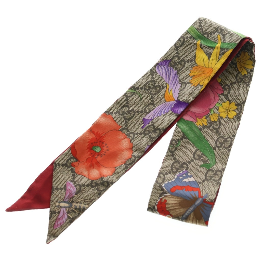 GUCCI(グッチ) GG総柄 シルクスカーフ ブラウン
